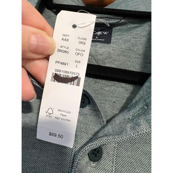 NWT J. Crew Men's Performance Polo Shirt COOLMAX® Technology Old Forest Size L - Picture 7 of 14